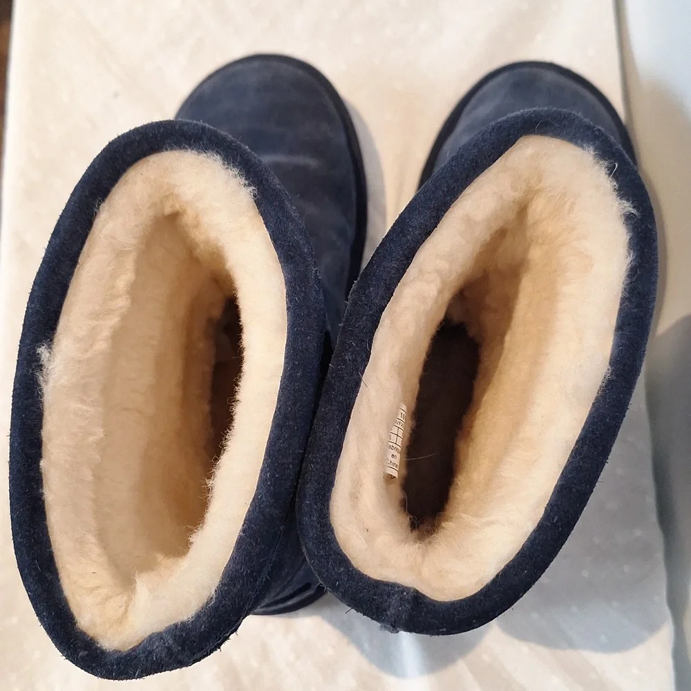 UGG Australia  Classic Short Sunshine Perf Navy Suede Boots Size 7